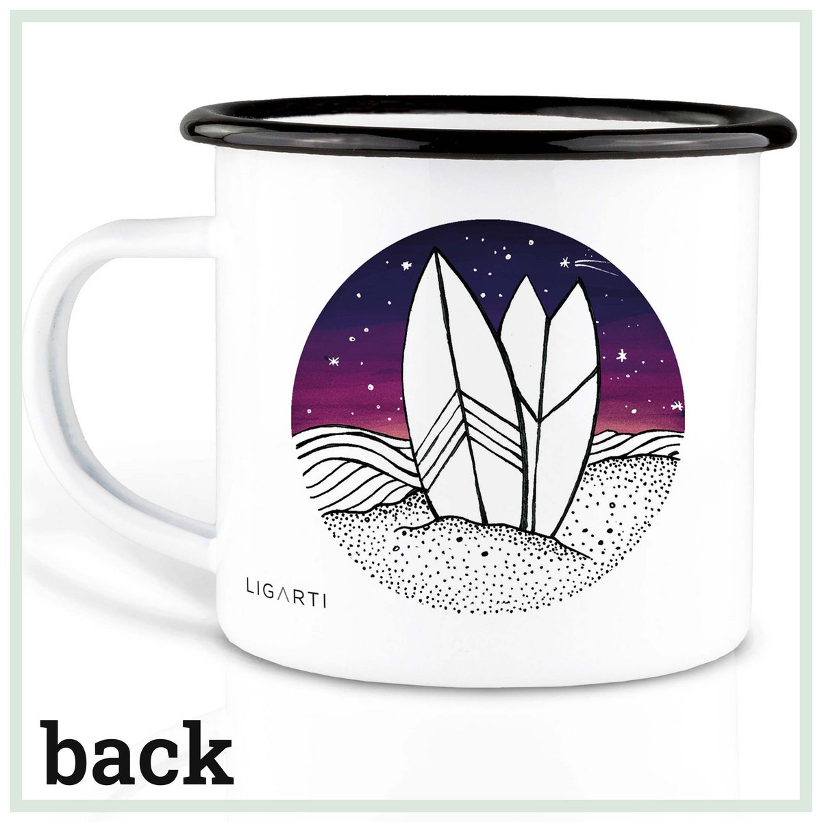 Mug émaillé – Surf jour et nuit