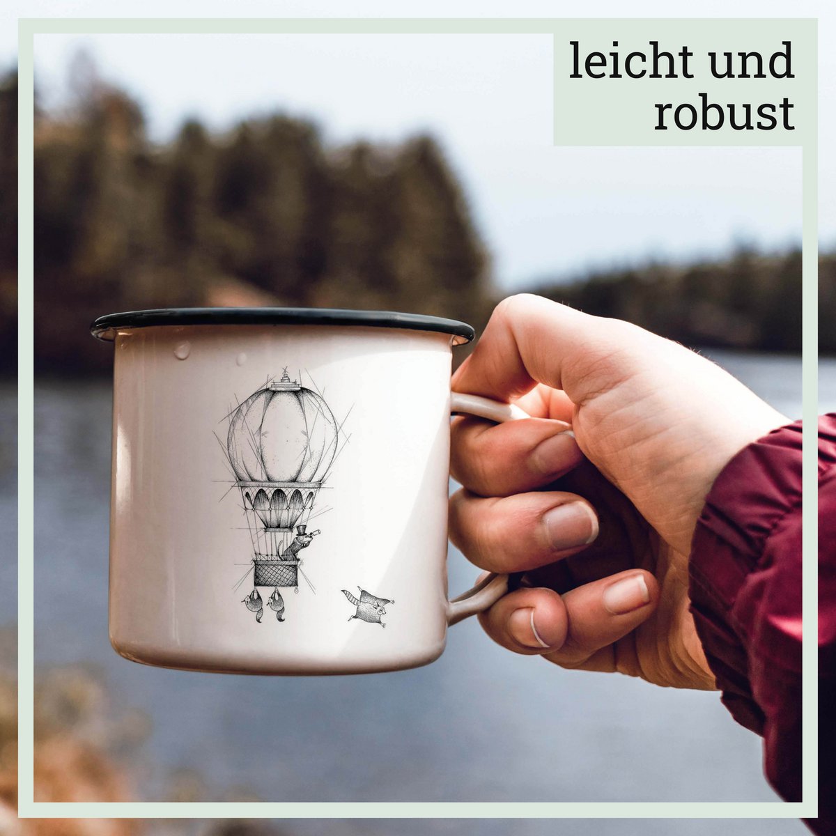 Tasse en émail - aérostier
