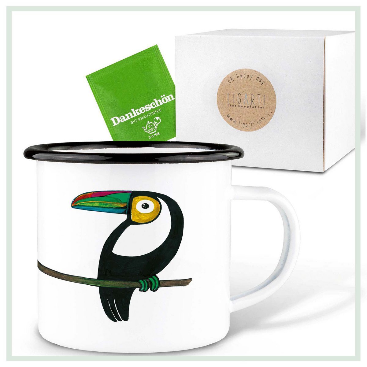 Tasse émaillée – couple toucan