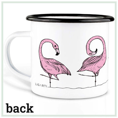 Tasse émaillée – Défilé de Flamants roses
