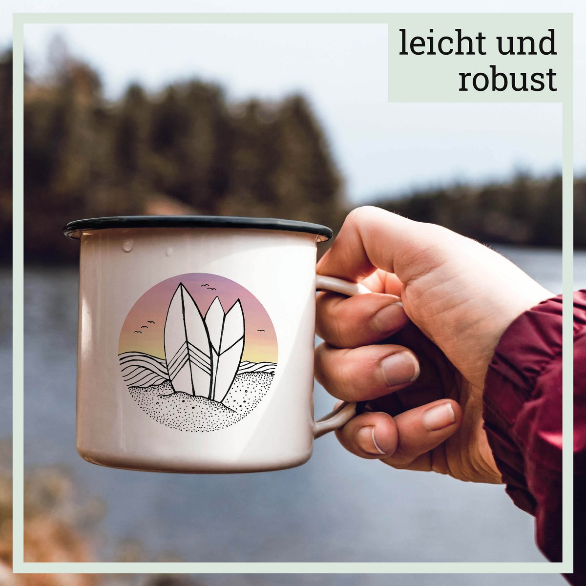 Mug émaillé – Surf jour et nuit