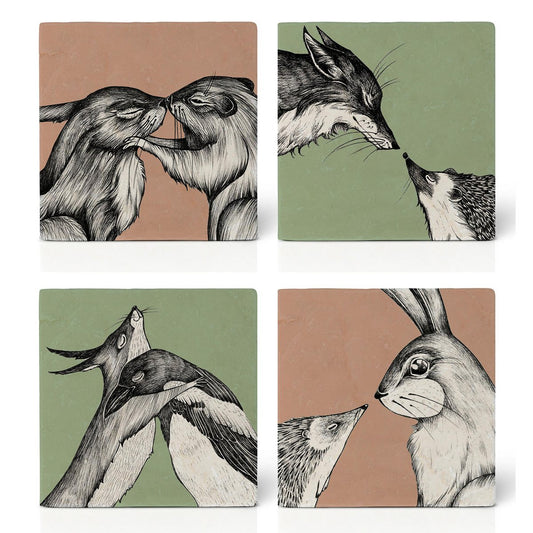 Sous-verres à carreaux – Lot de 4 – Peluches