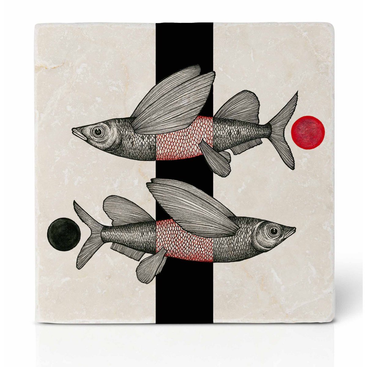 Dessous de verre en carrelage - Poisson volant