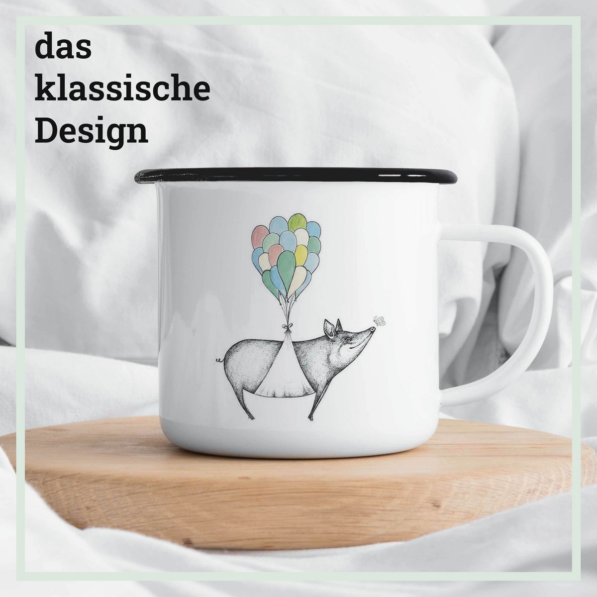 Emaille-Tasse – viel Glück