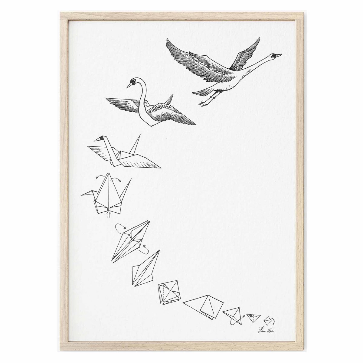 Tirage d'art - Cygne en origami