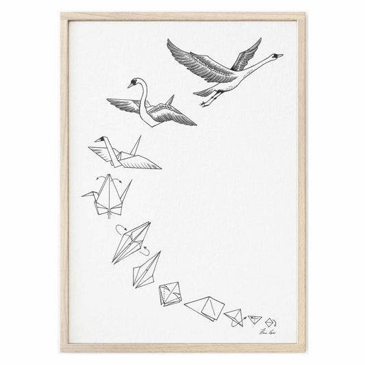 Art Print - Origami Zwaan