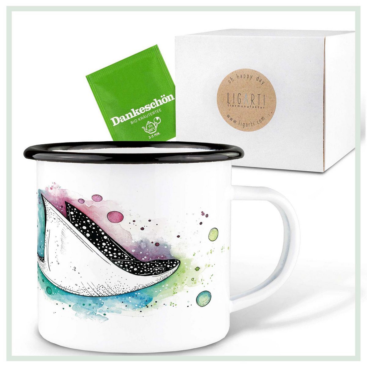 Tasse en émail – rayons spatiaux