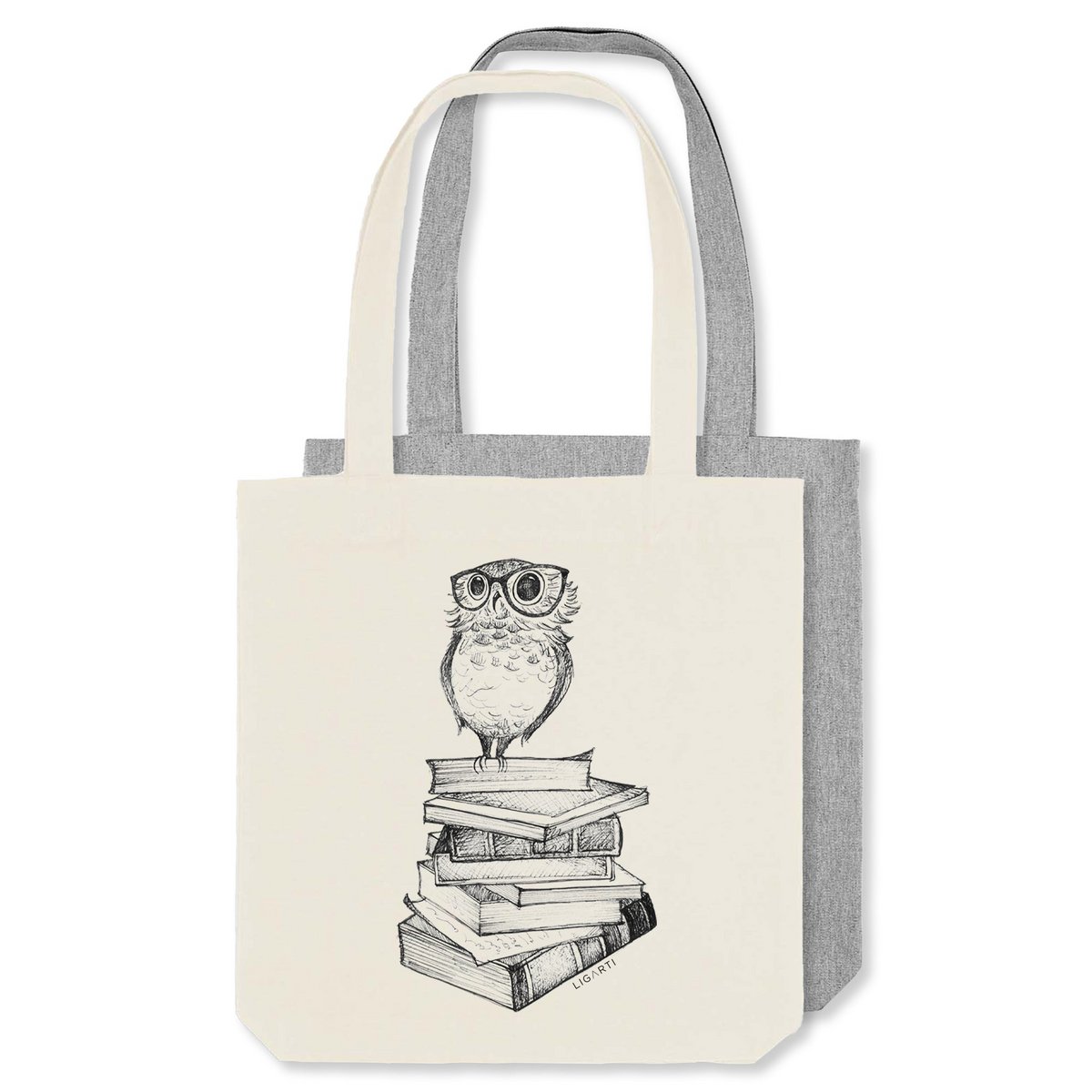 Sac en toile de jute - livre hibou