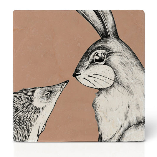 Sous-verres en carrelage - lapin et hérisson