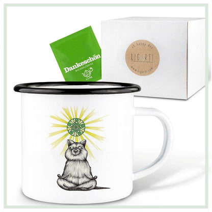 Tasse en émail avec design Yogi Beer - Tasse unique faite à la main pour la maison et en déplacement