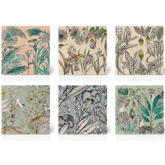 Sous-verres à carreaux – Lot de 6 – Jungle me all